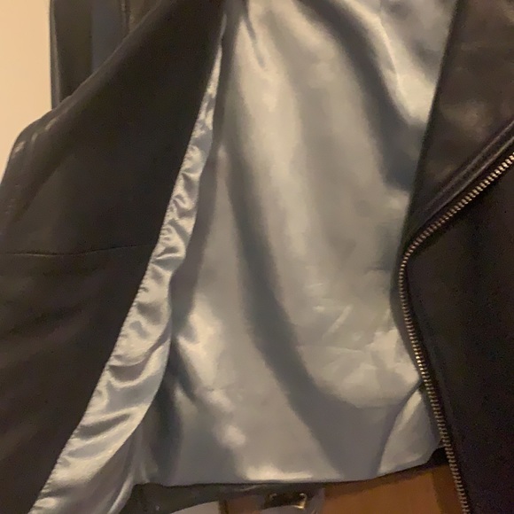 🎱 Ganni Passion Leather Biker Jacket Midnight EUC 34 XS 🎱 - Picture 8 of 9